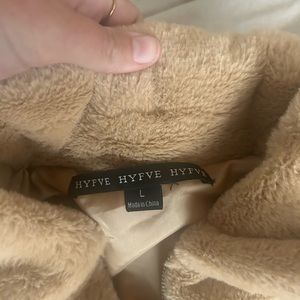 Crop tan fuzzy zip up jacket